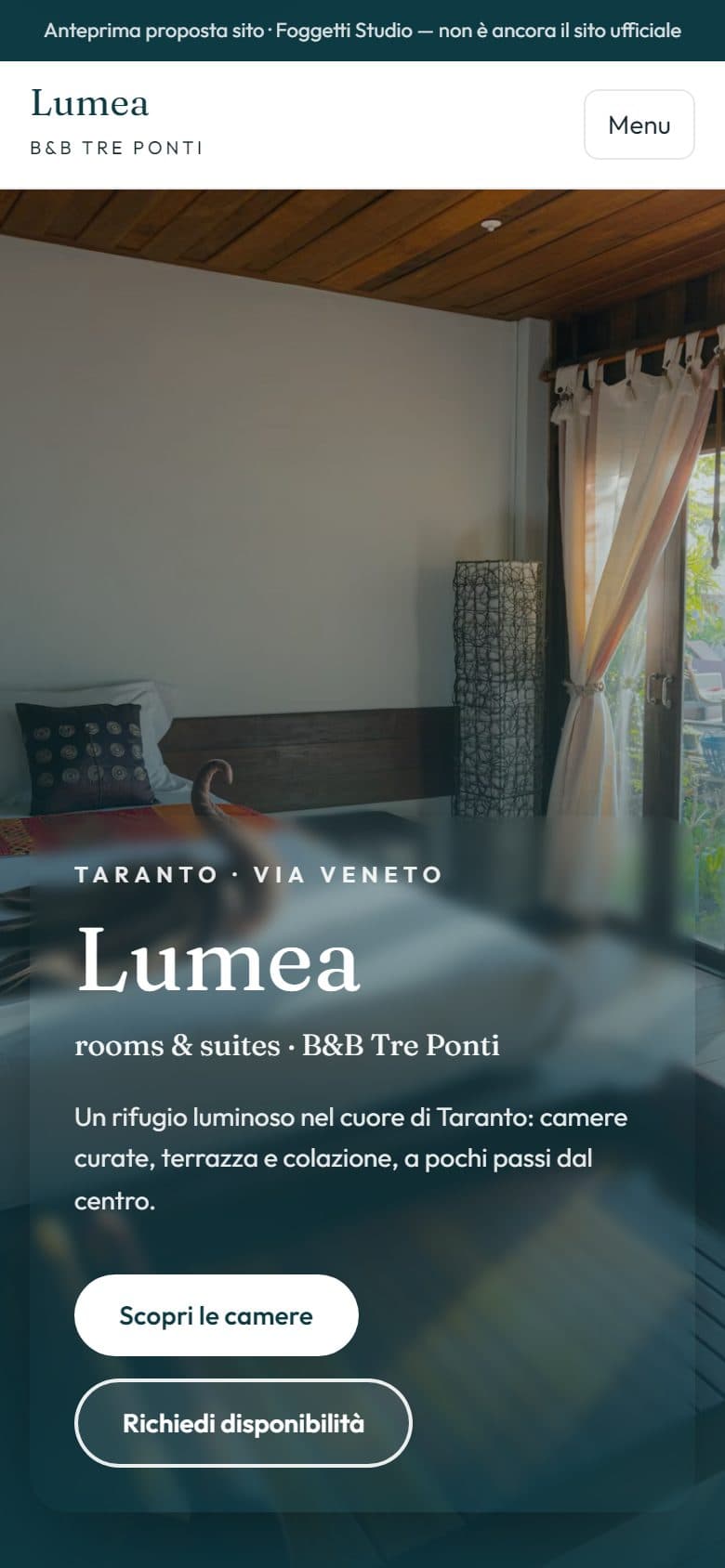 Homepage preview — Lumea rooms & suites