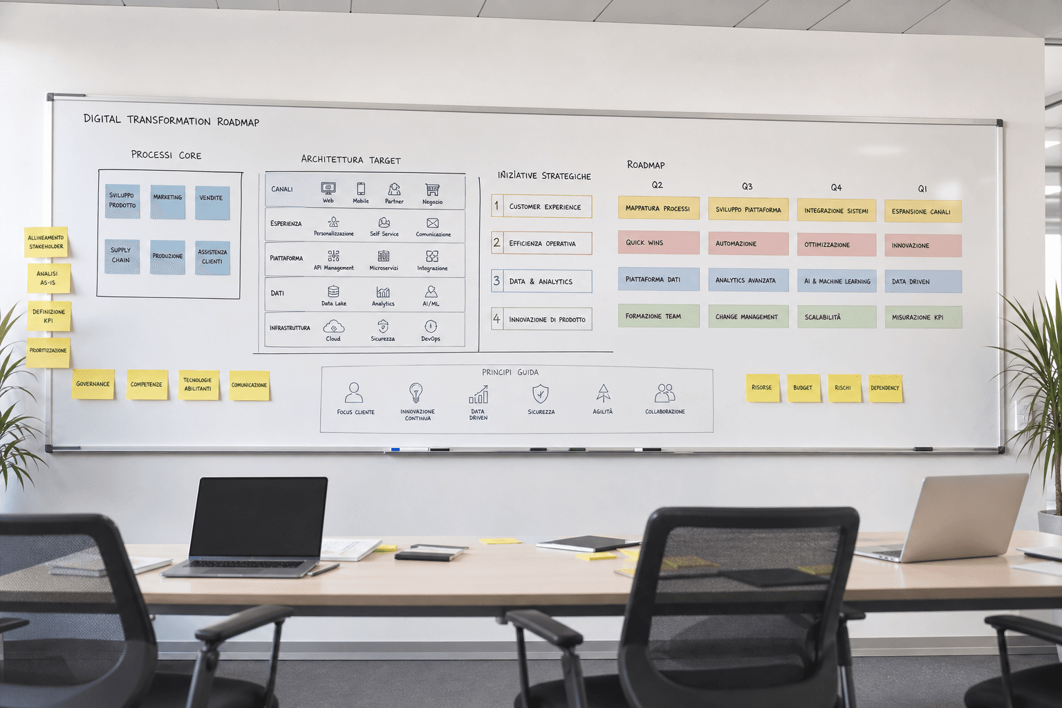 Workshop di digitalizzazione: roadmap e processi su lavagna